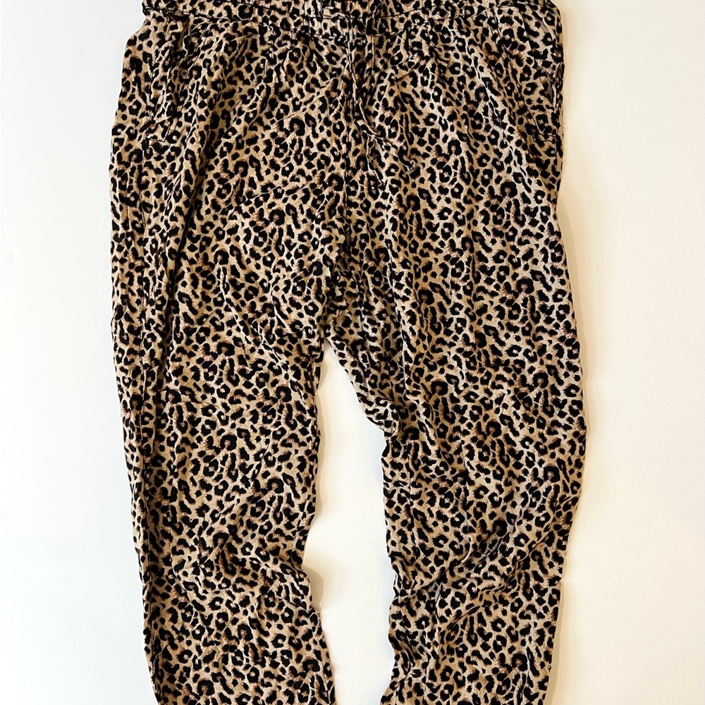 Leopard Print Dressy or Casual Pant with Elastic Waist & Cuffs Lounge Comfy Vaca